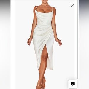 House of CB Ivory Reva Satin Gathered Corset Dress